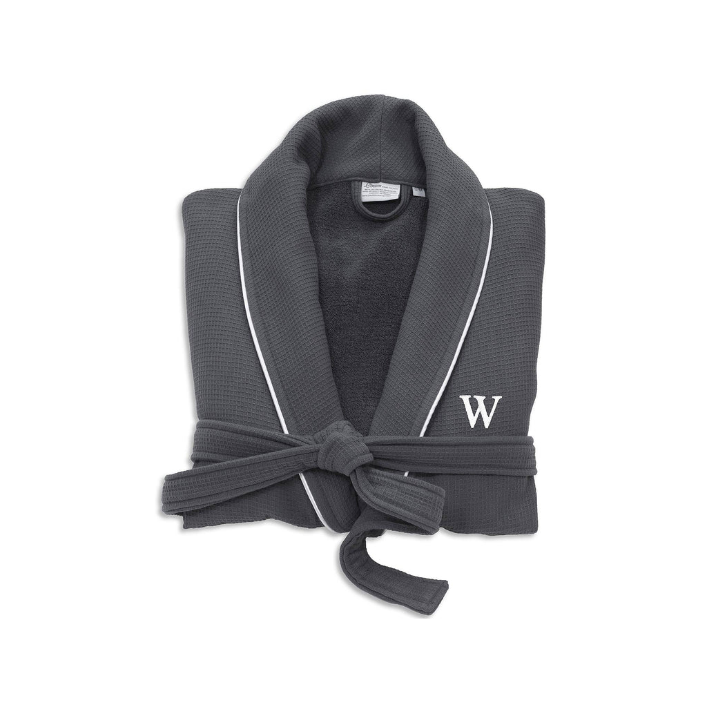 Dark Gray Turkish Cotton Waffle Terry Bathrobe U32804