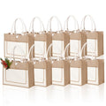10 Pack Reusable Jute Canvas Tote Bags with Handles I536394