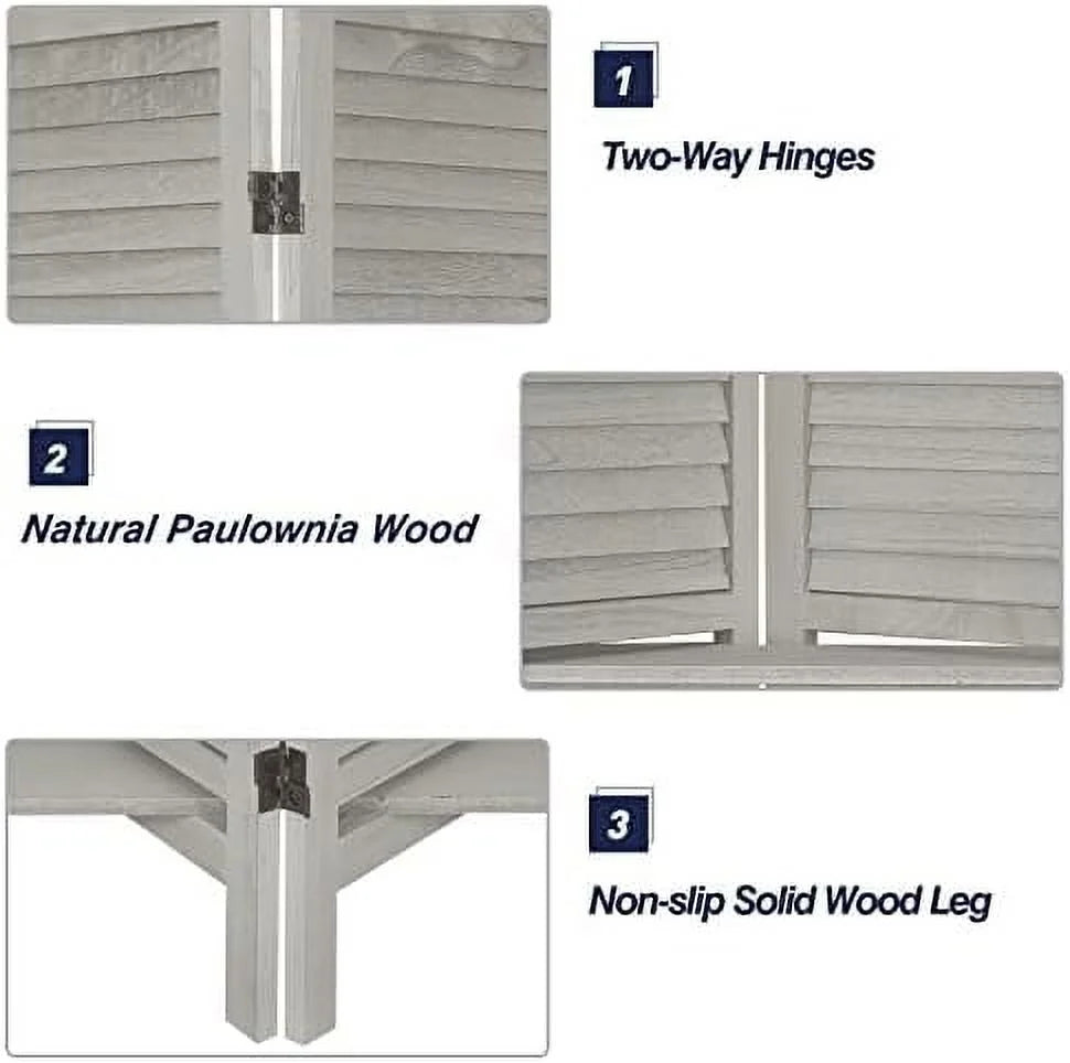 Wood 4 Panel Room Divider with Shelves A2026