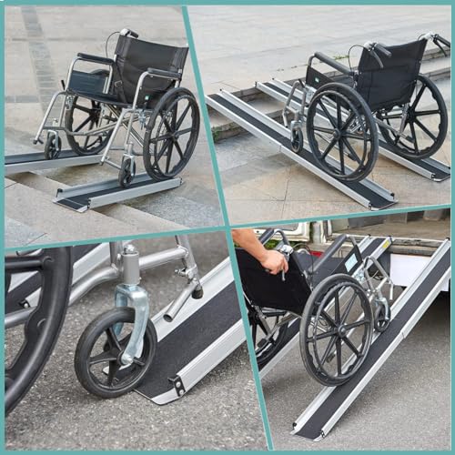 6FT Telescoping Aluminum Wheelchair Ramp with Storage Bag 600lbs Capacity (2 Pack) V14744