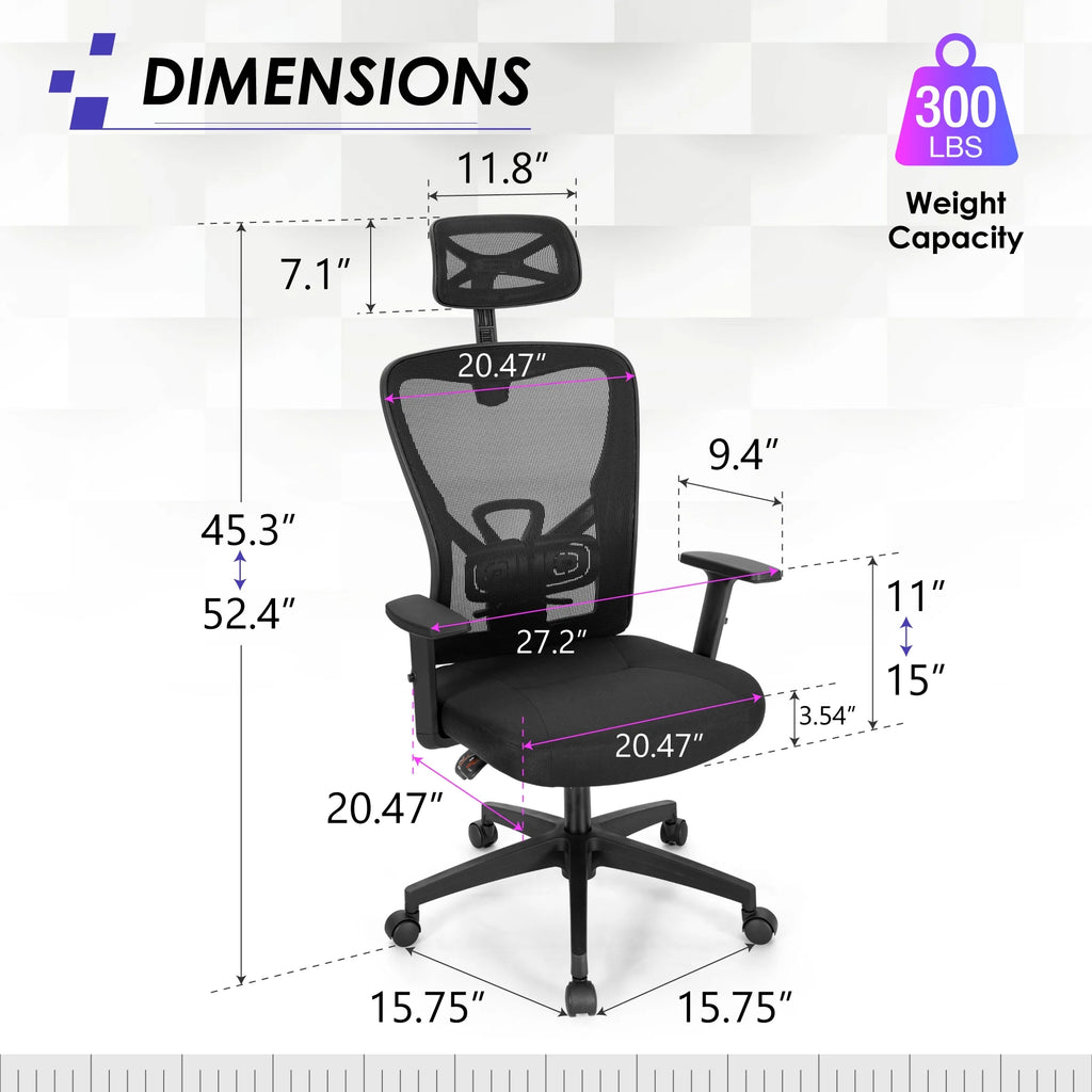 Black High Back Mesh Ergonomic Office Chair V55204