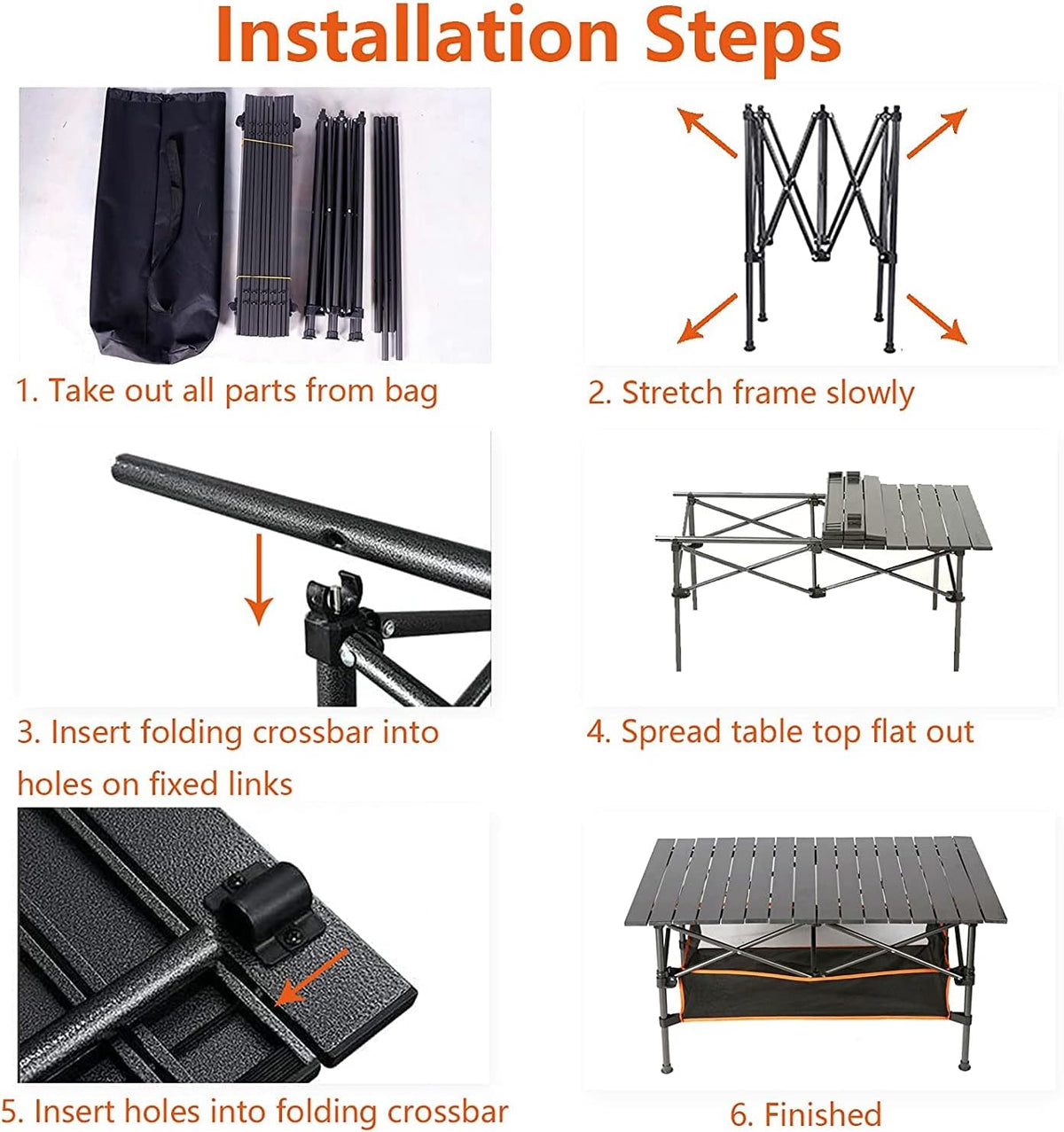 Heavy Duty Aluminum Camping Table with Carry Bag L591093