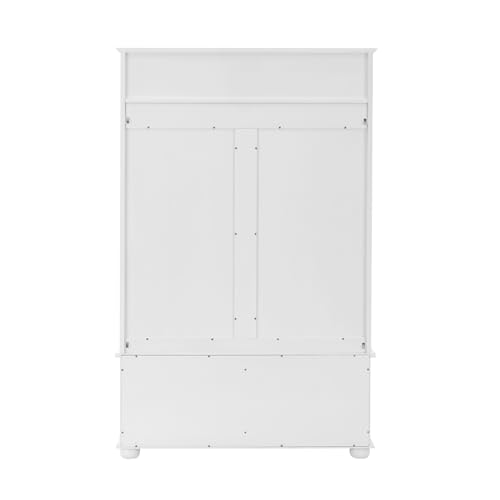 64" 3-in-1 Hall Tree Entryway Four Hooks Rattan Door Shelves Shoe Storage Bench Cabinets with Solid Feet L40994