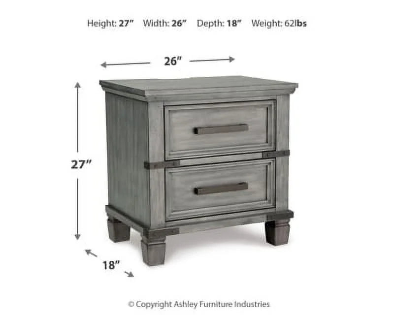 Gray 2 Drawer Nightstand T330