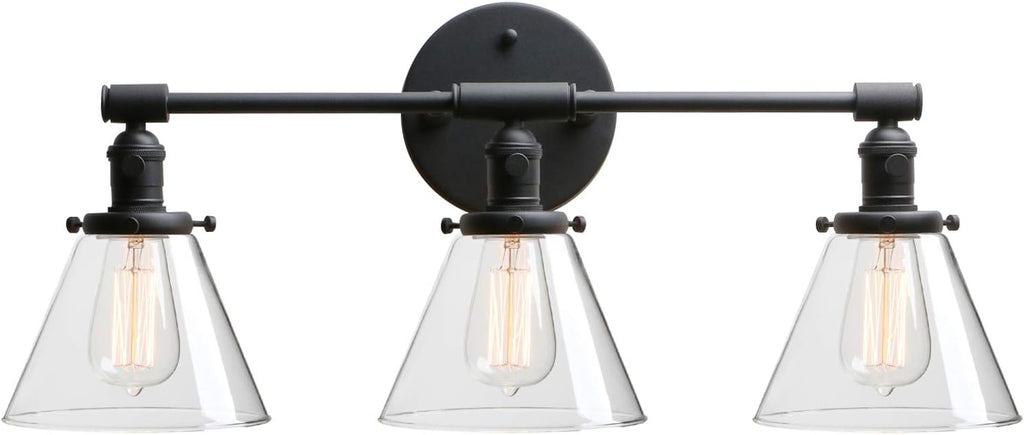 Black Wall Sconce Light Fixture with Clear Glass Canopy Y32737