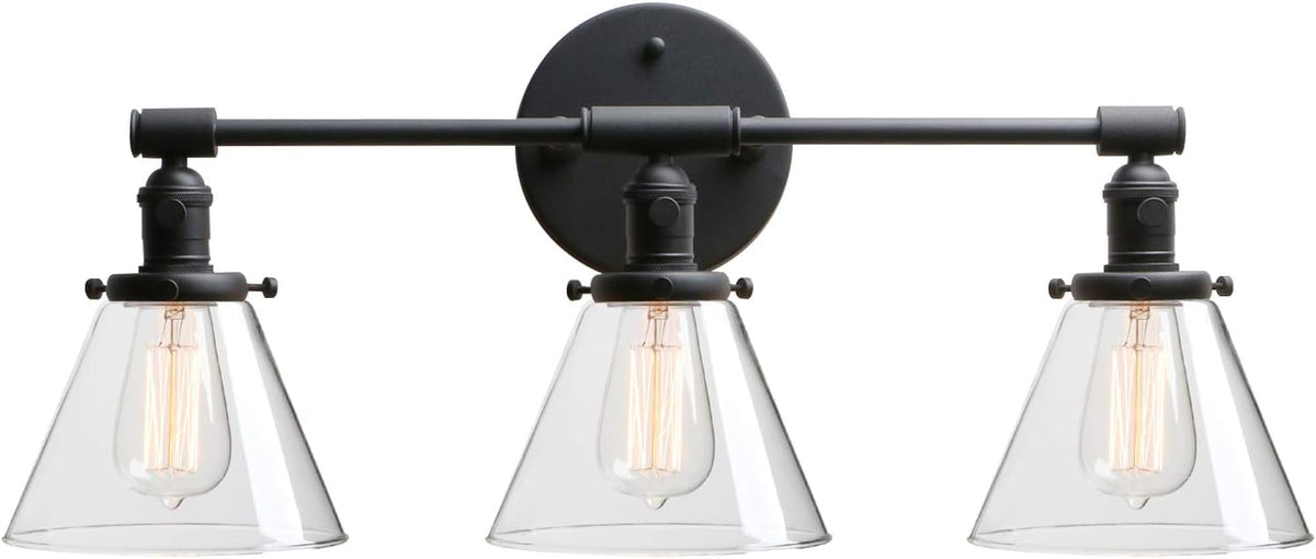 Black Wall Sconce Light Fixture with Clear Glass Canopy Y32737