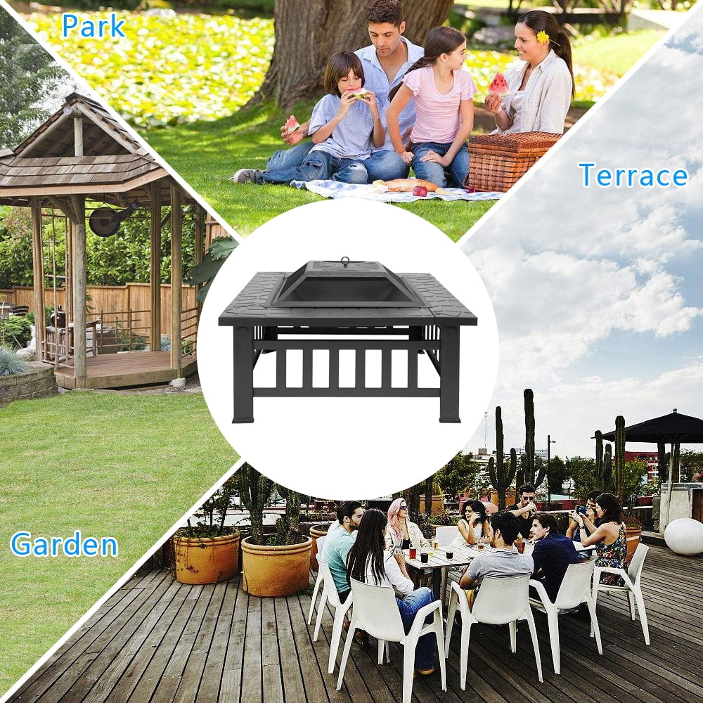 32" Outdoor Metal Square Fire Pit F652