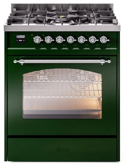 30 Dual Fuel Natural Gas Range Emerald Green Chrome Trim W3399