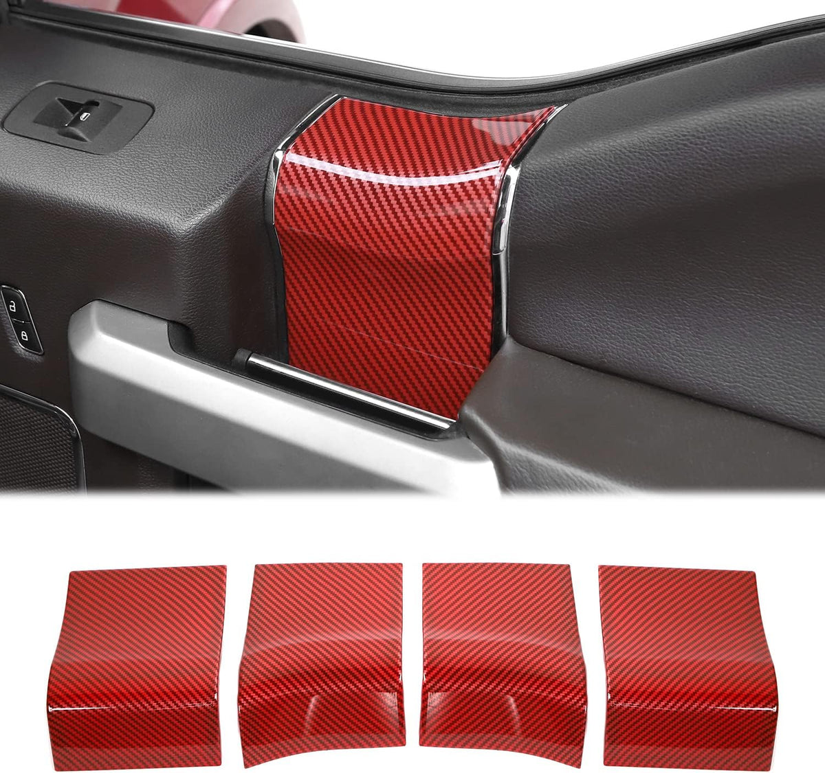 Red Carbon Fiber Interior Door Handle Panel Trim Cover Q912792