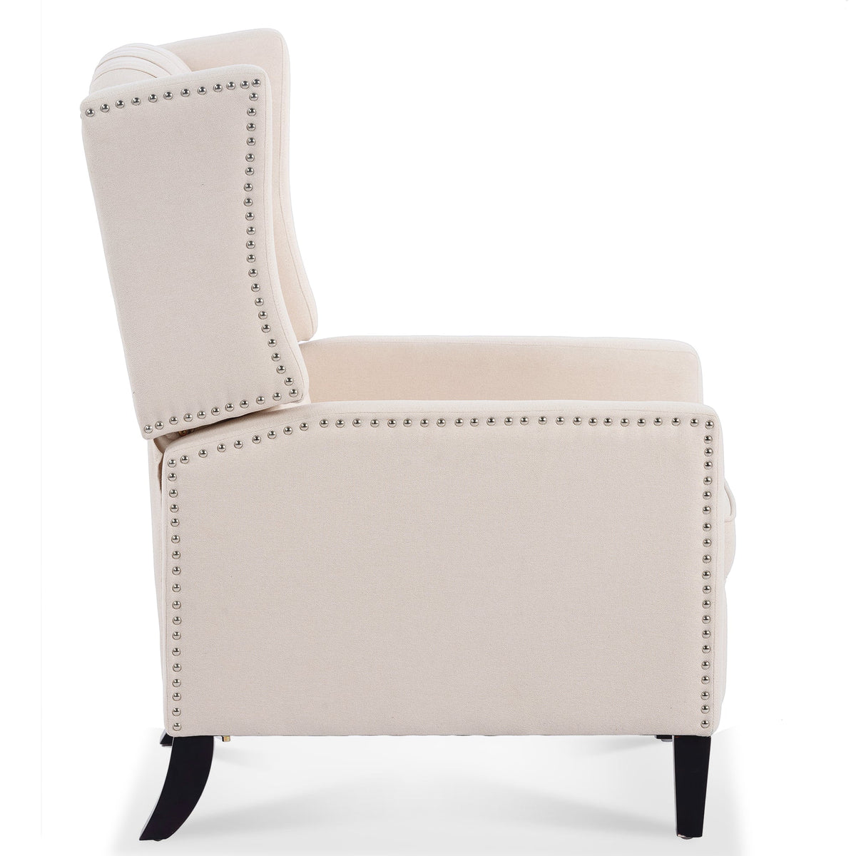 Beige Manual Wing Chair Recliner M3769