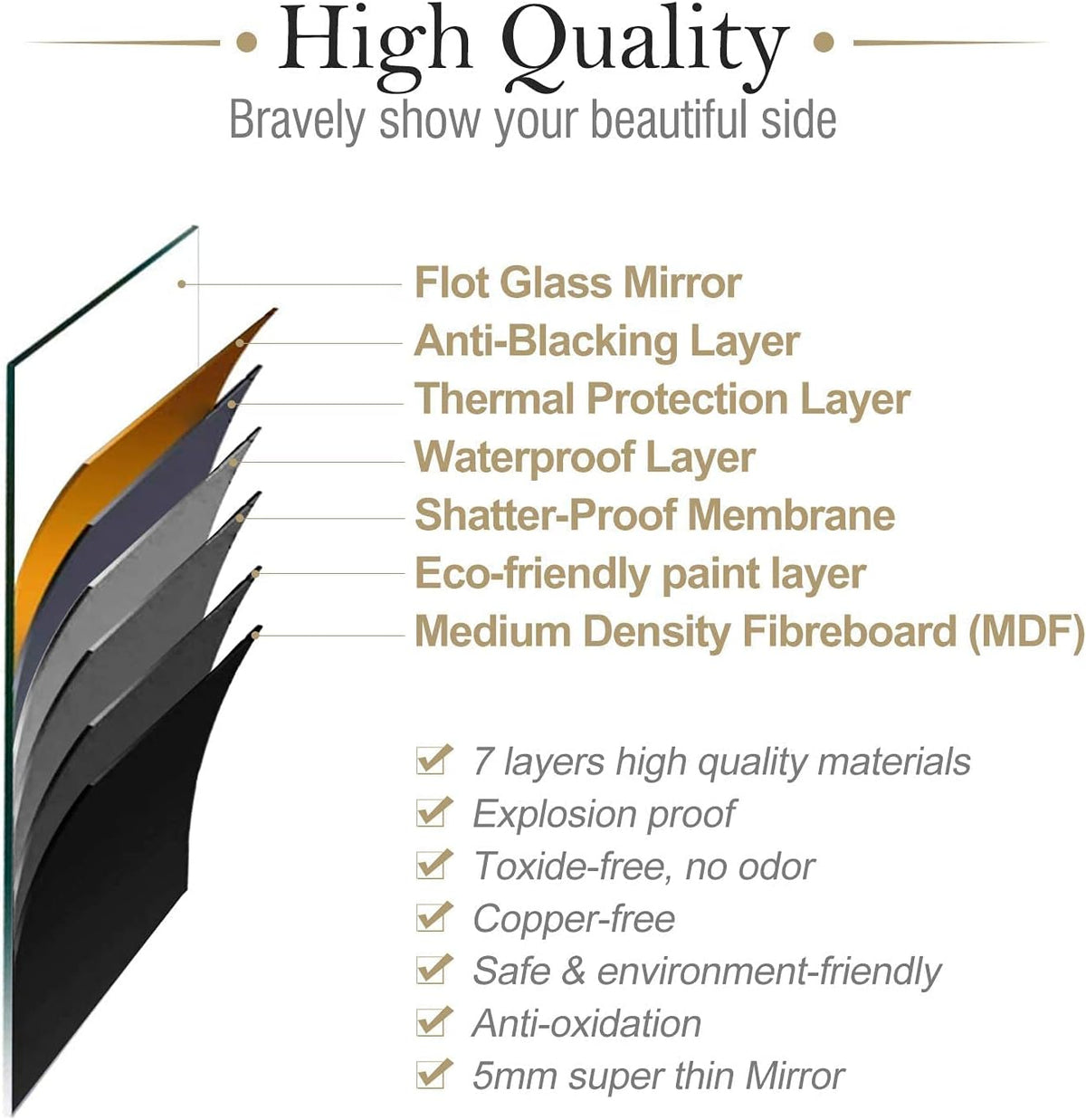 24x36 Rectangular Wall Mount Mirror with Stainless Steel Metal Frame A523297