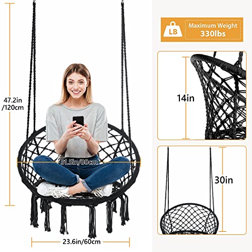 Black Macrame Hanging Swing Chair Set of 2 S61678