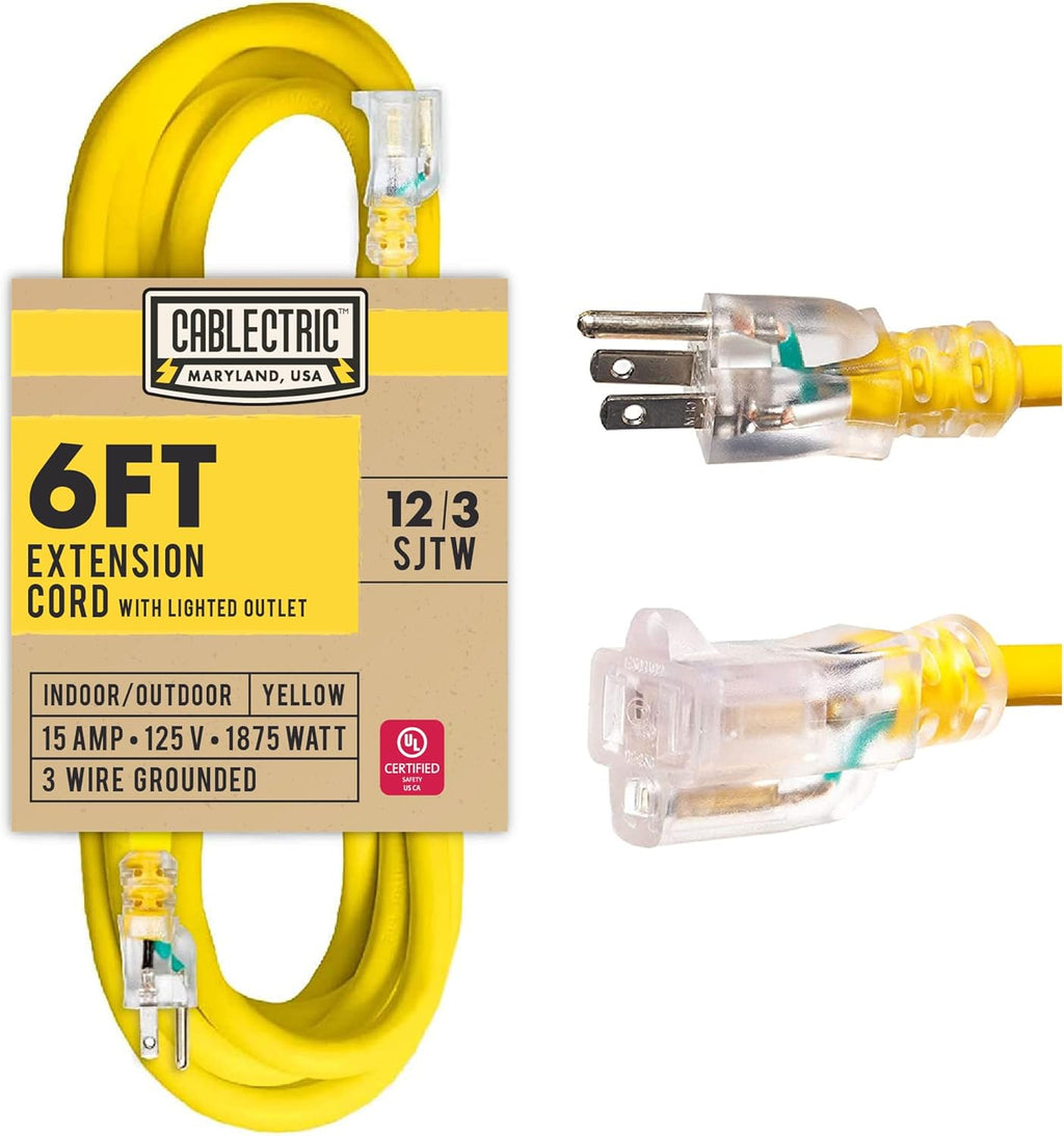 6 Ft 15 Amp 12 Gauge Lighted Outdoor Extension Cord F52735