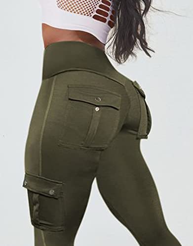 Butt Lifting Leggings with Flap Pockets Cargo Leggings A72308