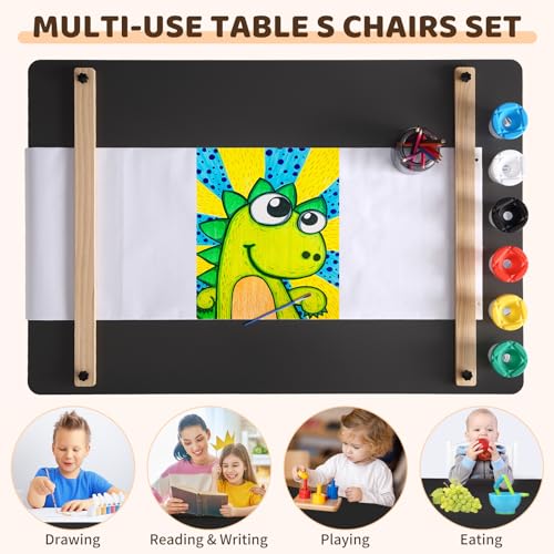 Kids Art Table and Chairs Set with Storage Desk and Art Supply Organizer M94268