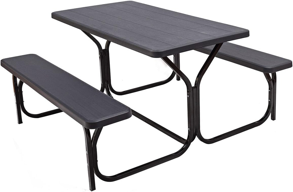 White Metal Base Picnic Table Bench Set C9734