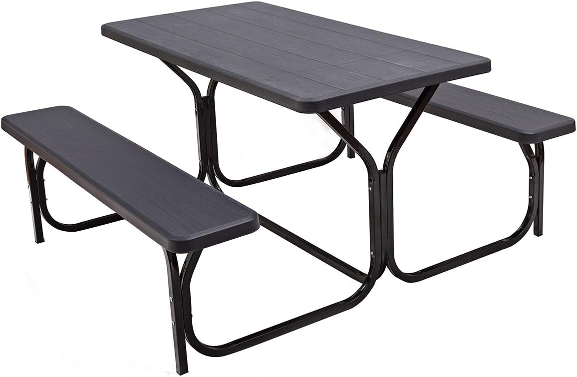 White Metal Base Picnic Table Bench Set C9734