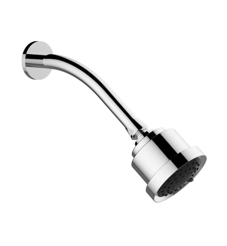 Cylindrical Shower Head with Arm and Round Flange in Matte 24K Gold E300534