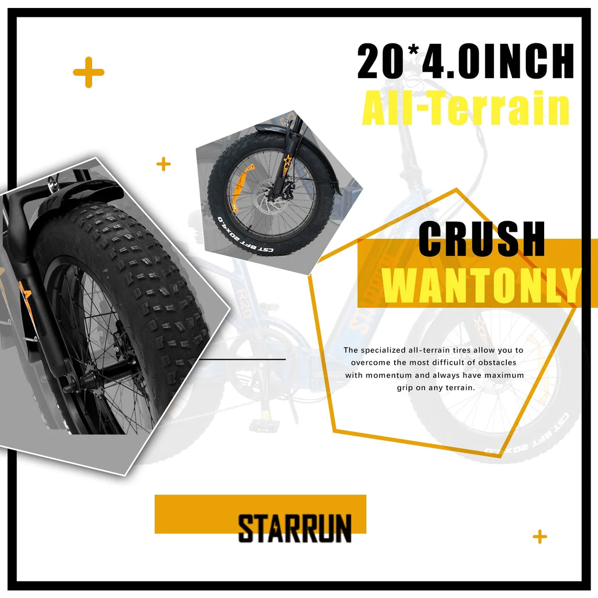 20''×4.0'' Fat Tire Electric Bike with 48V 20AH Removable Battery P2766