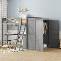 High Loft Bed with Under-bed Desk Shelves and Wardrobe Wooden Frame with Ladder P102