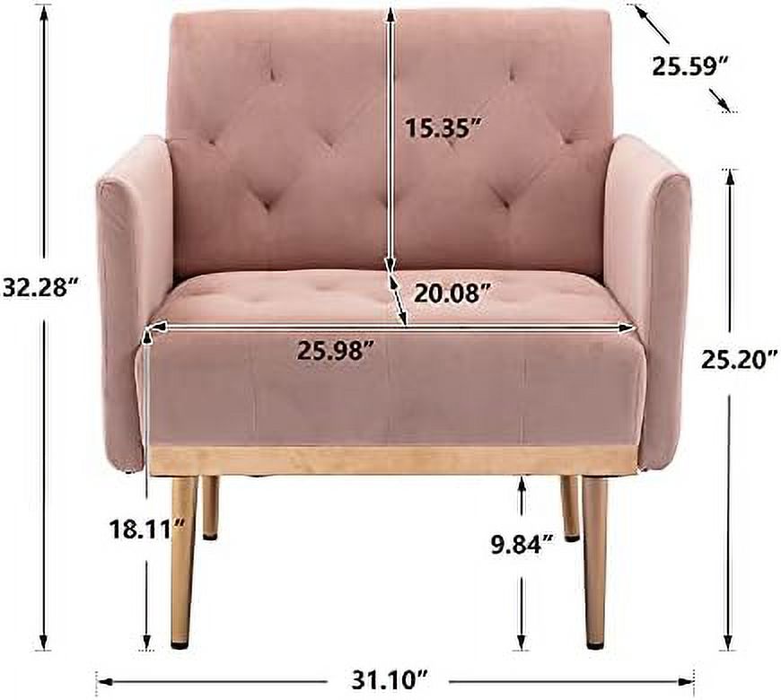 Teal Velvet Upholstered Accent Chair with Golden Legs J233