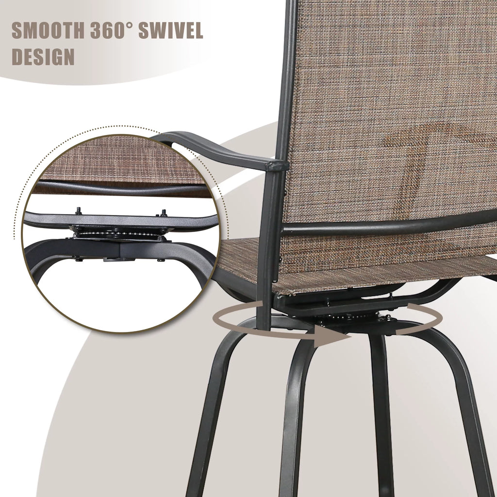 4-Piece Outdoor Swivel Bar Stools with High Back and Armrest P416