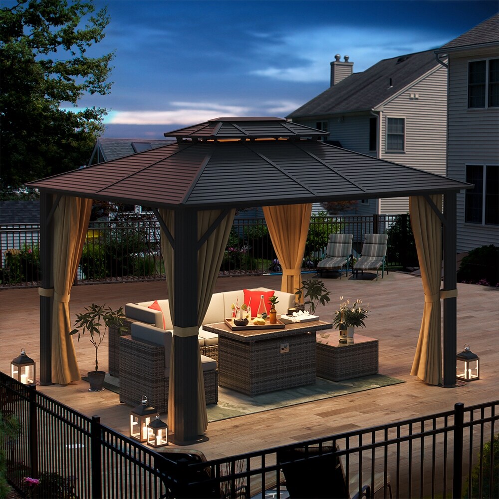 10X12 FT Aluminum Frame Hardtop Gazebo F6100