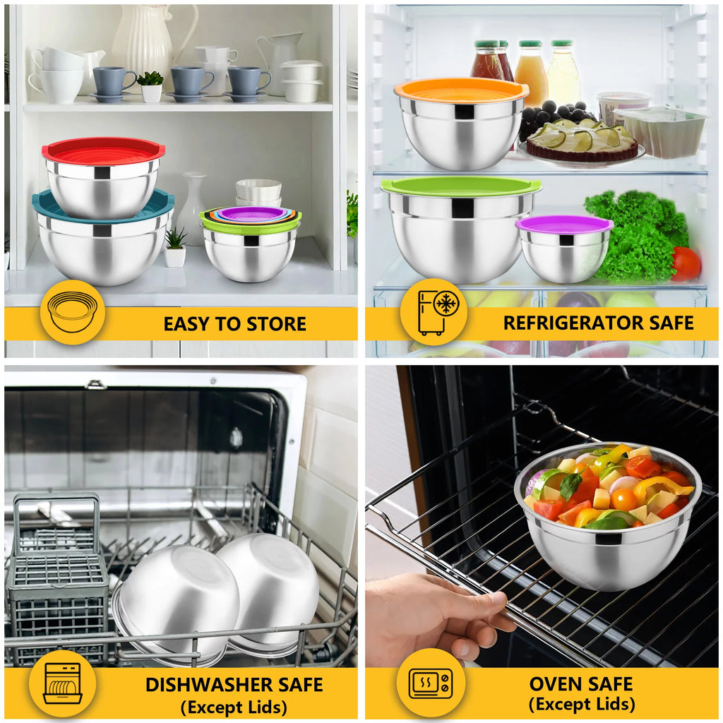 Stainless Steel Mixing Bowls with Lids Set of 7 L2331