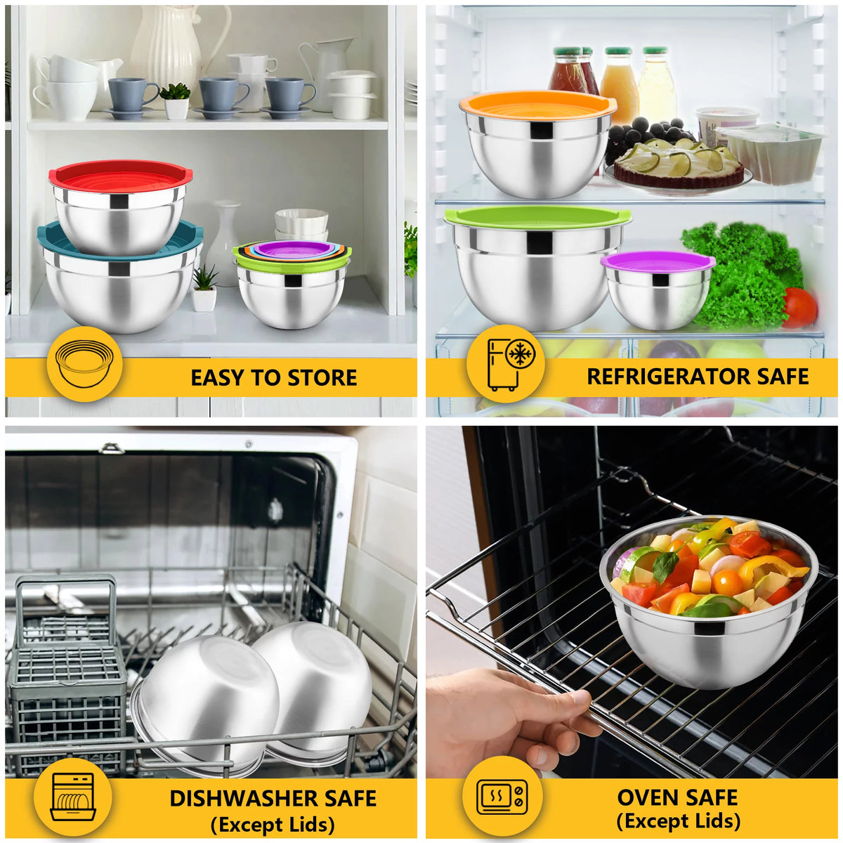 Stainless Steel Mixing Bowls with Lids Set of 7 L2331