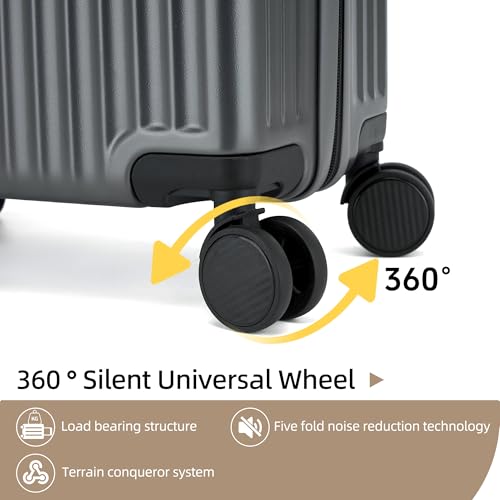 20 Inch Grey Hard Shell Carry On Luggage with Spinner Wheels G925