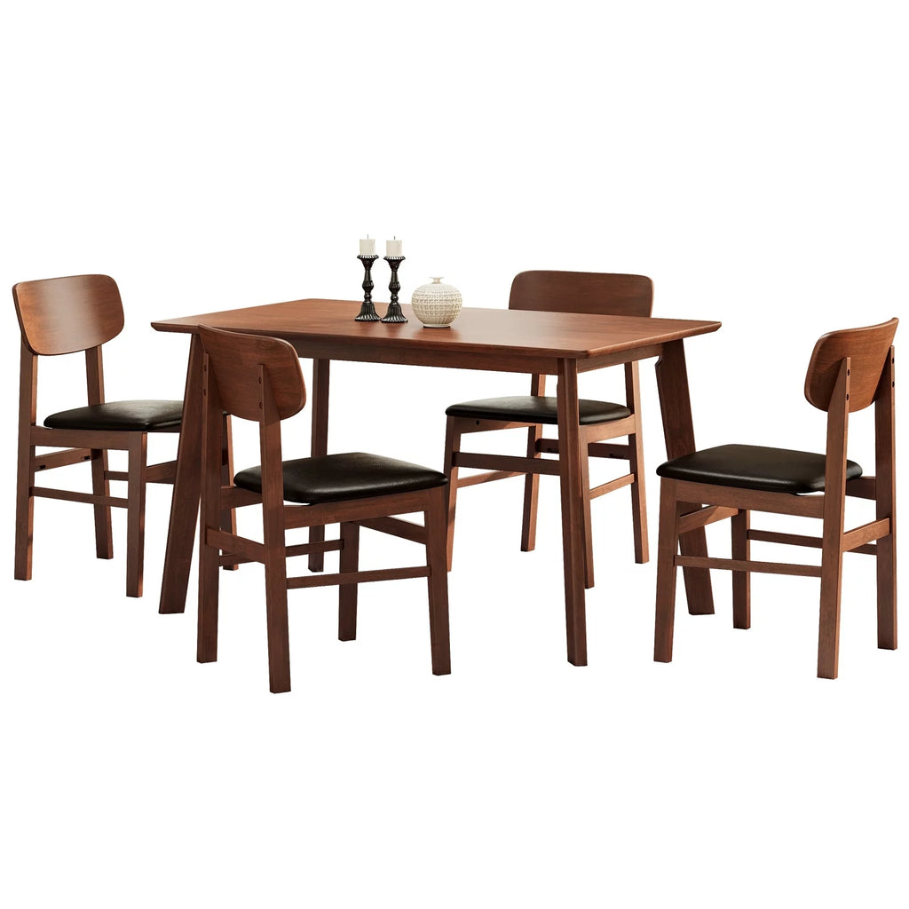 Rustic Retro Dining Table Set with 4 Upholstered Chairs C270