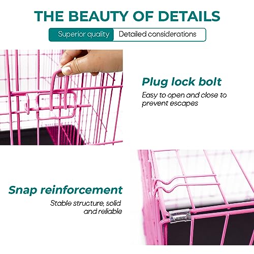 Large Foldable Metal Wire Dog Crate with Double-Door Tray B3626
