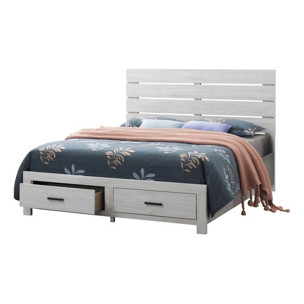White Wood Eastern King Storage Bed C299