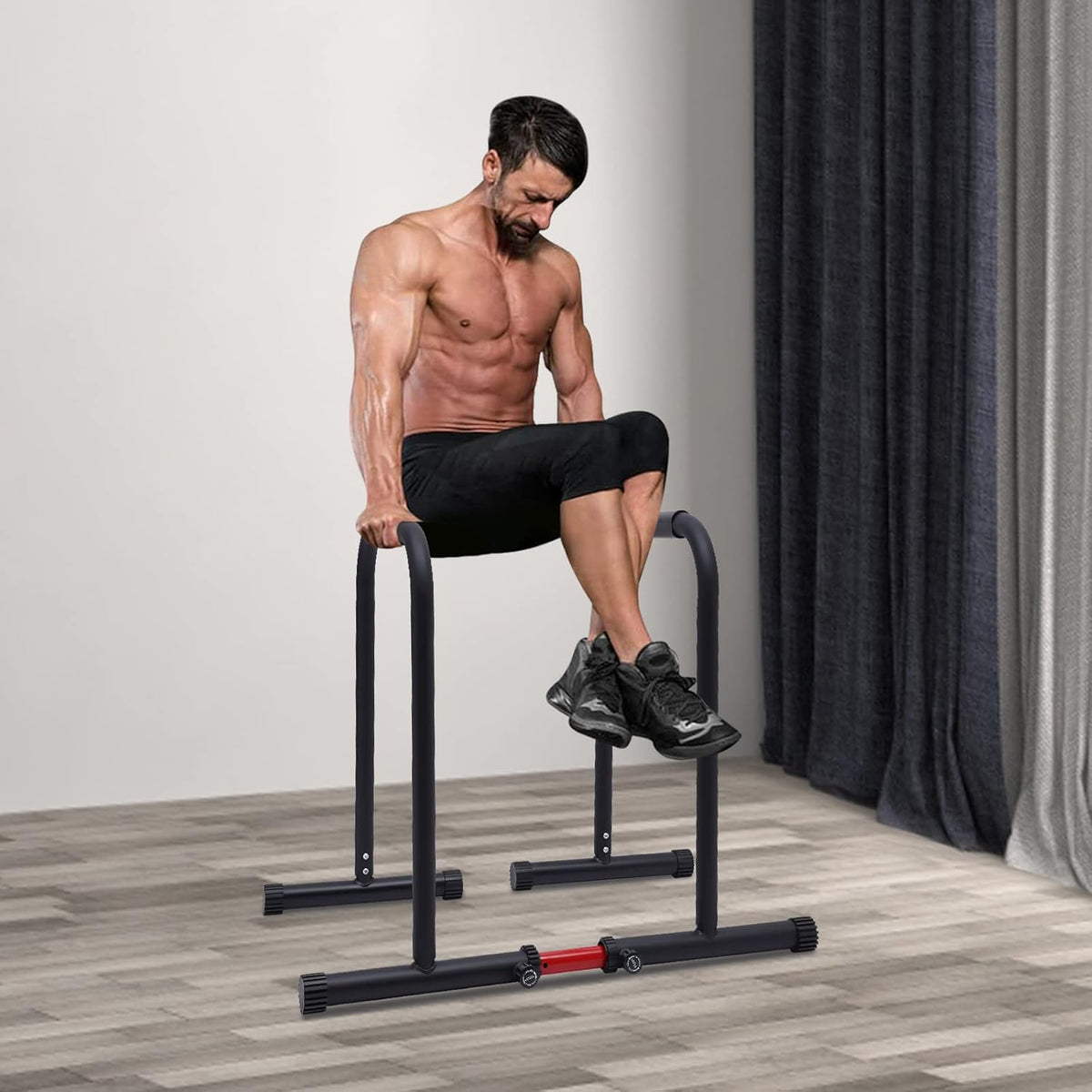 Black Heavy Duty Adjustable Dip Bar, 440 LBS Loading Capacity X966