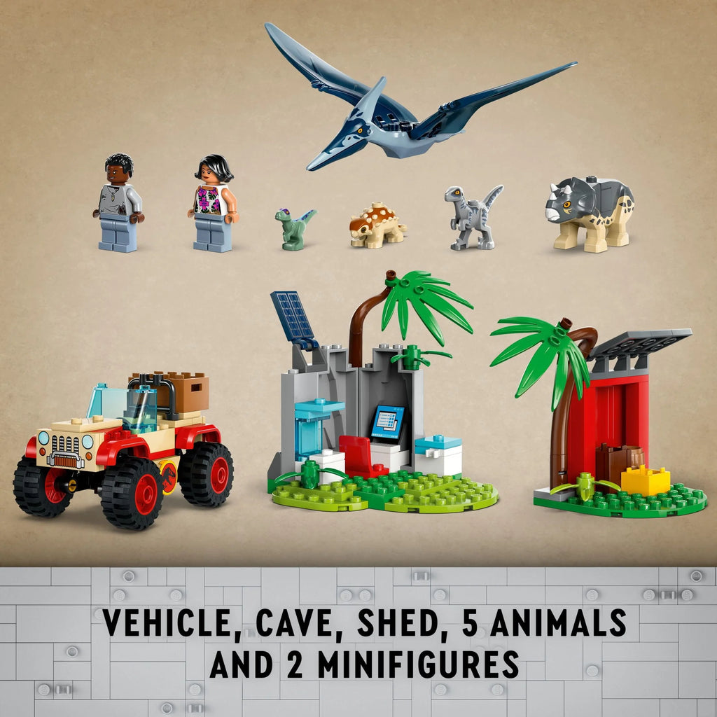 Building Set with Toy Car and 5 Dinosaur Figures F6364