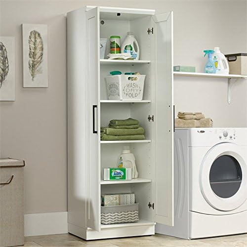 White Storage Cabinet with Door and Shelves P48947