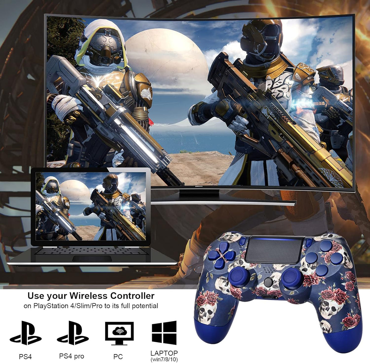 2 Pack Wireless Game Controller for PS4, Midnight Blue N36442