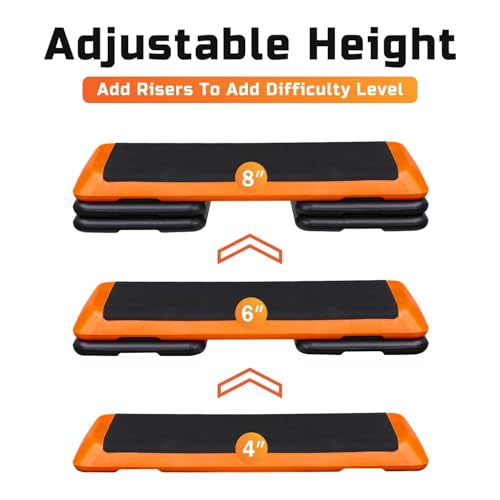 43'' Adjustable Aerobic Step Platform with 4 Stackable Risers H5637