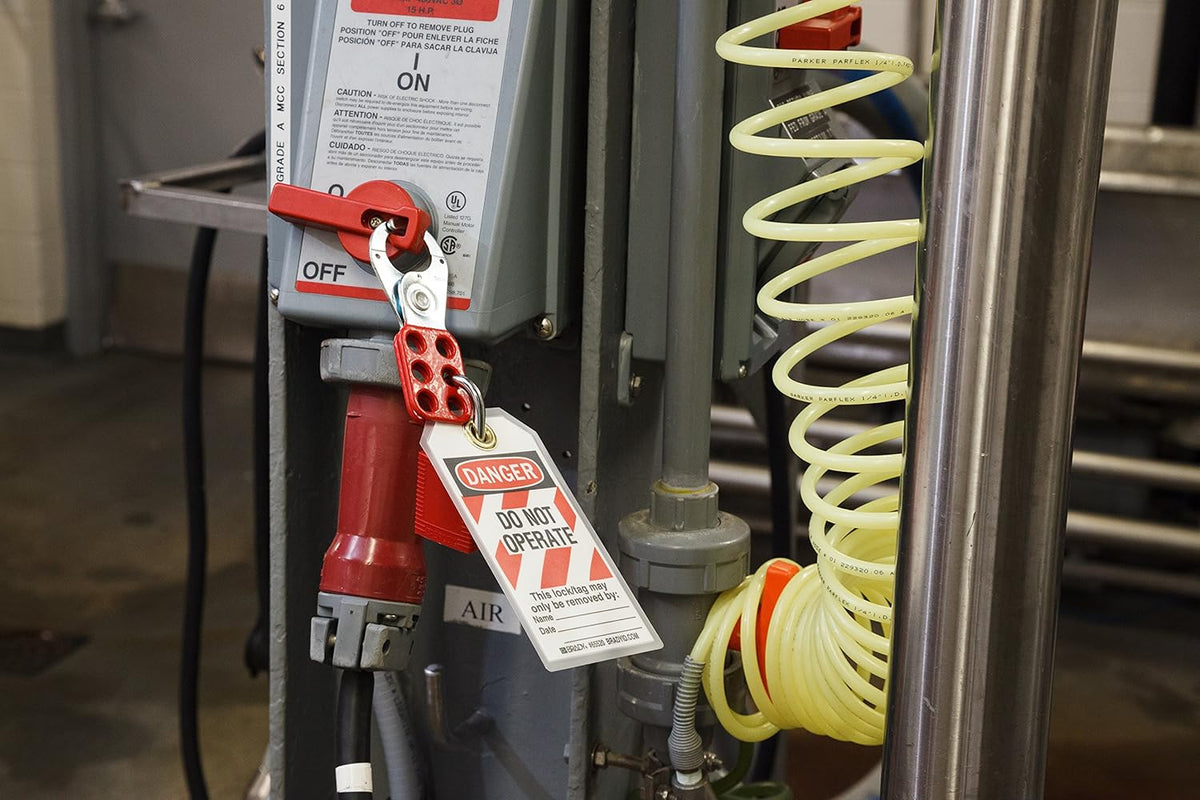 Padlock, Hasp, and Tag Lockout Station with 5 Safety Padlocks Q207328