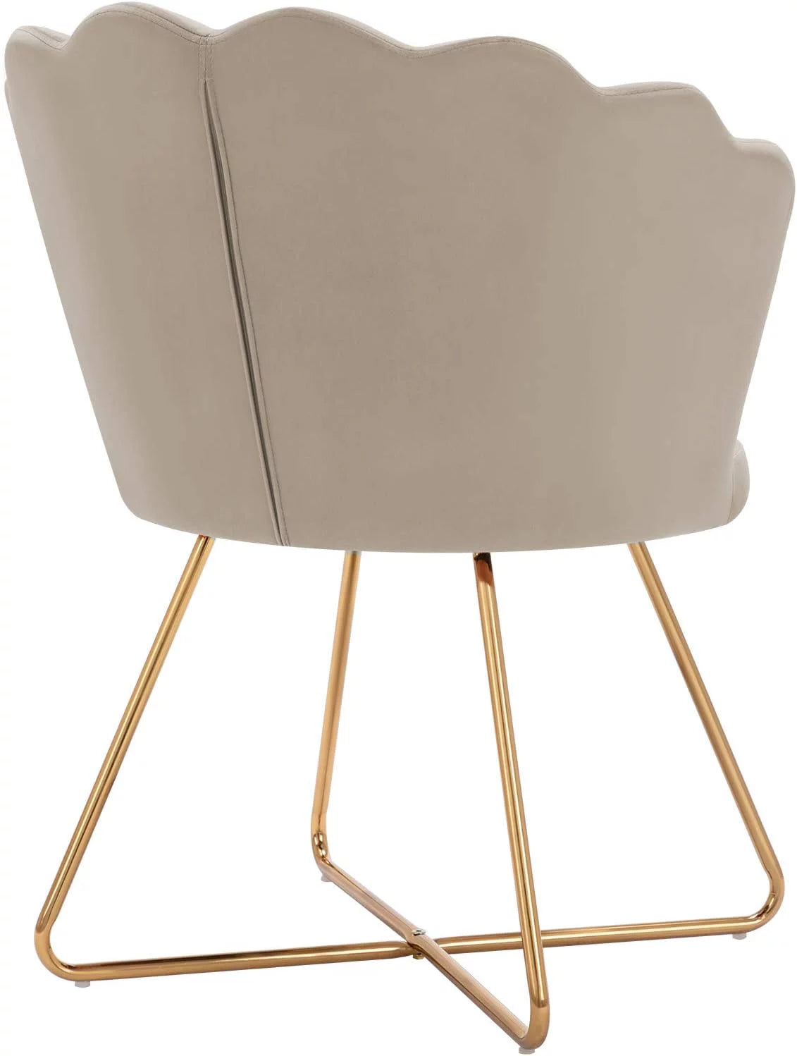 Khaki Velvet Accent Chair with Back and Gold Metal Legs I501576