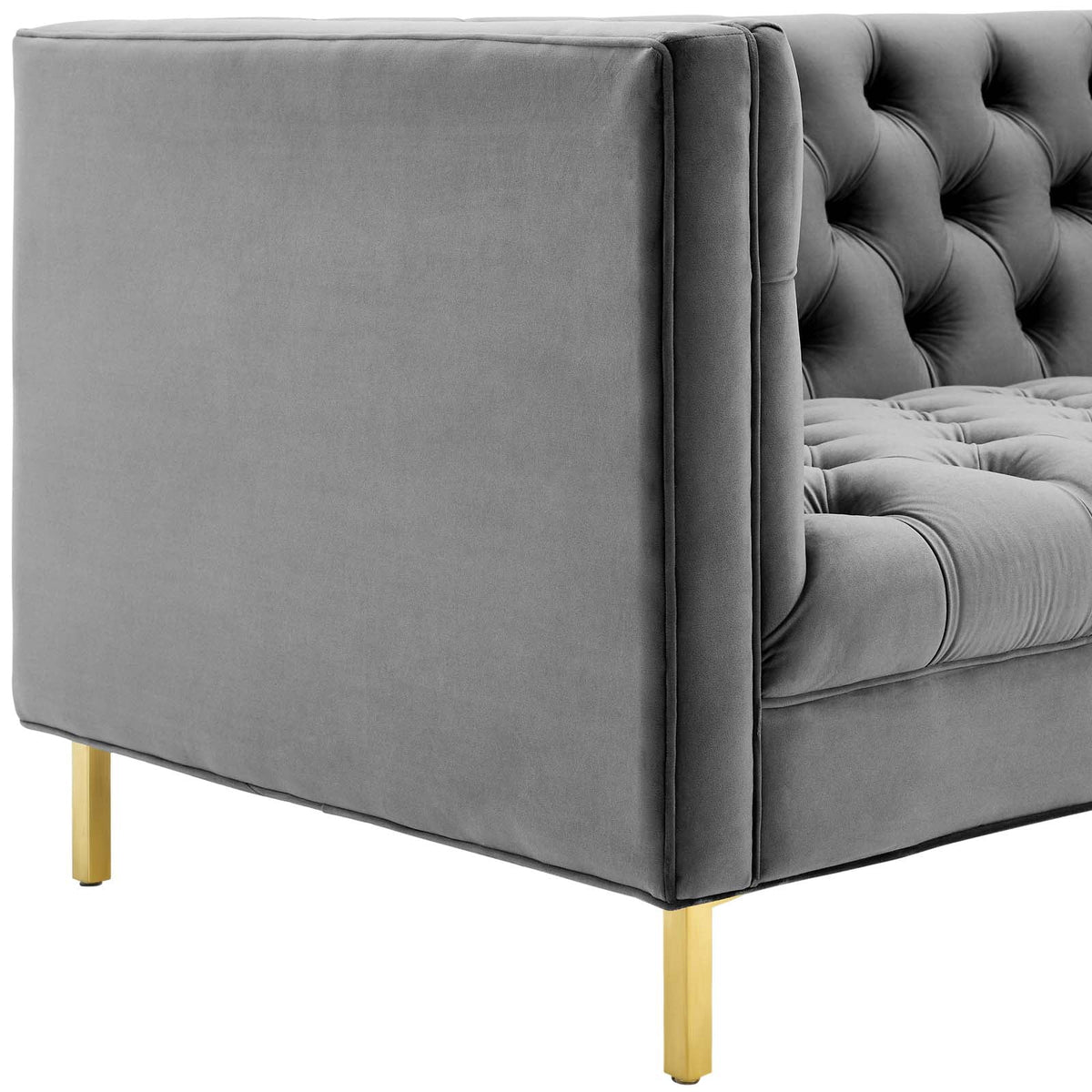 Gray Tufted Button Performance Velvet Sofa Q331933