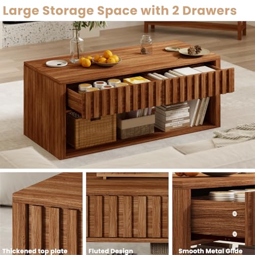 Lift Top Coffee Table with Storage Shelf M7876