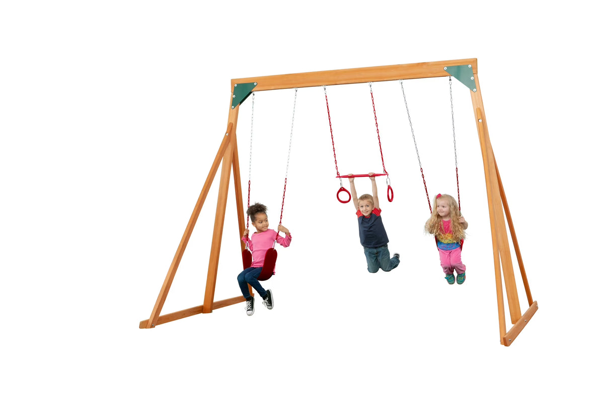 Cedar Swingset with Belt Swings and Trapeze Bar Q107132