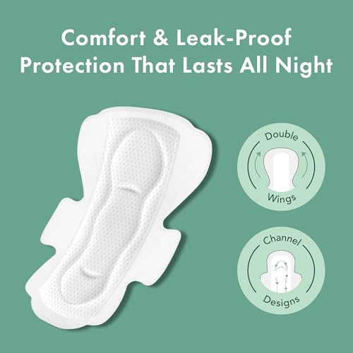 Organic Cotton Cover Pads, Regular Absorbency, Unscented, Ultra Thin Pads with Wings, 56 Total U211366