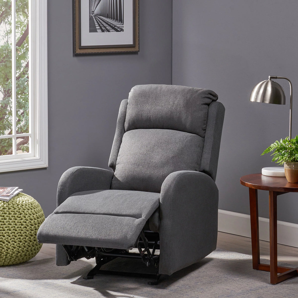 Dark Gray Fabric Rocking Recliner G1348