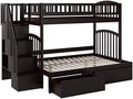 Solid Wood Staircase Storage Bunk Twin Over Full Espresso D1881
