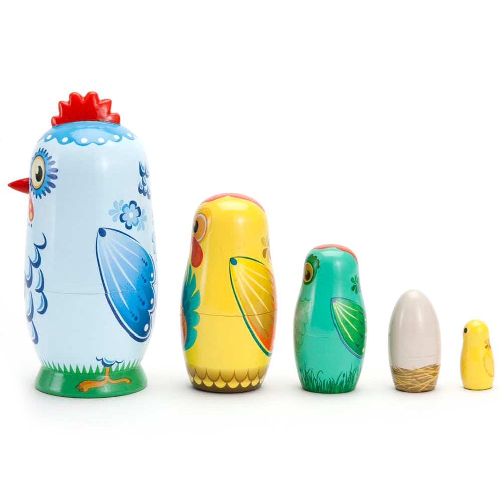 5Pcs/Set Russian Animal Chicken Nesting Dolls Matryoshka Kids Toy A14095