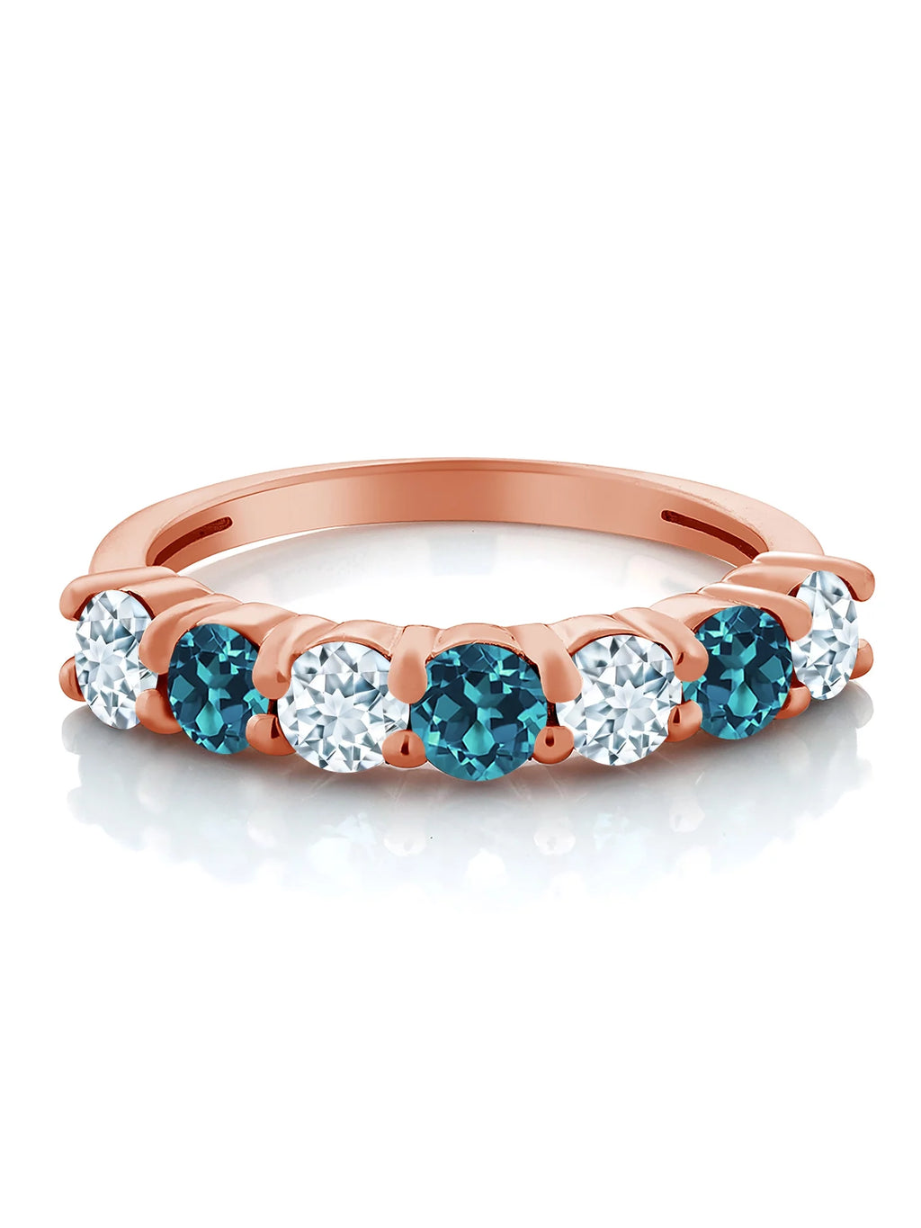 18K Rose Gold Plated Silver Sky Blue Aquamarine London Blue Topaz Ring N732499