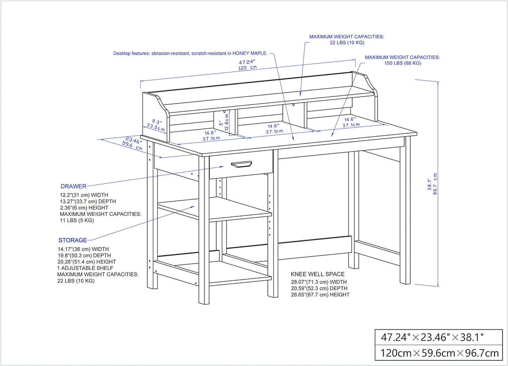 Modern Wood Writing Desk with Hutch N7332
