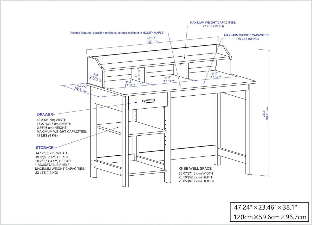 Modern Wood Writing Desk with Hutch N7332